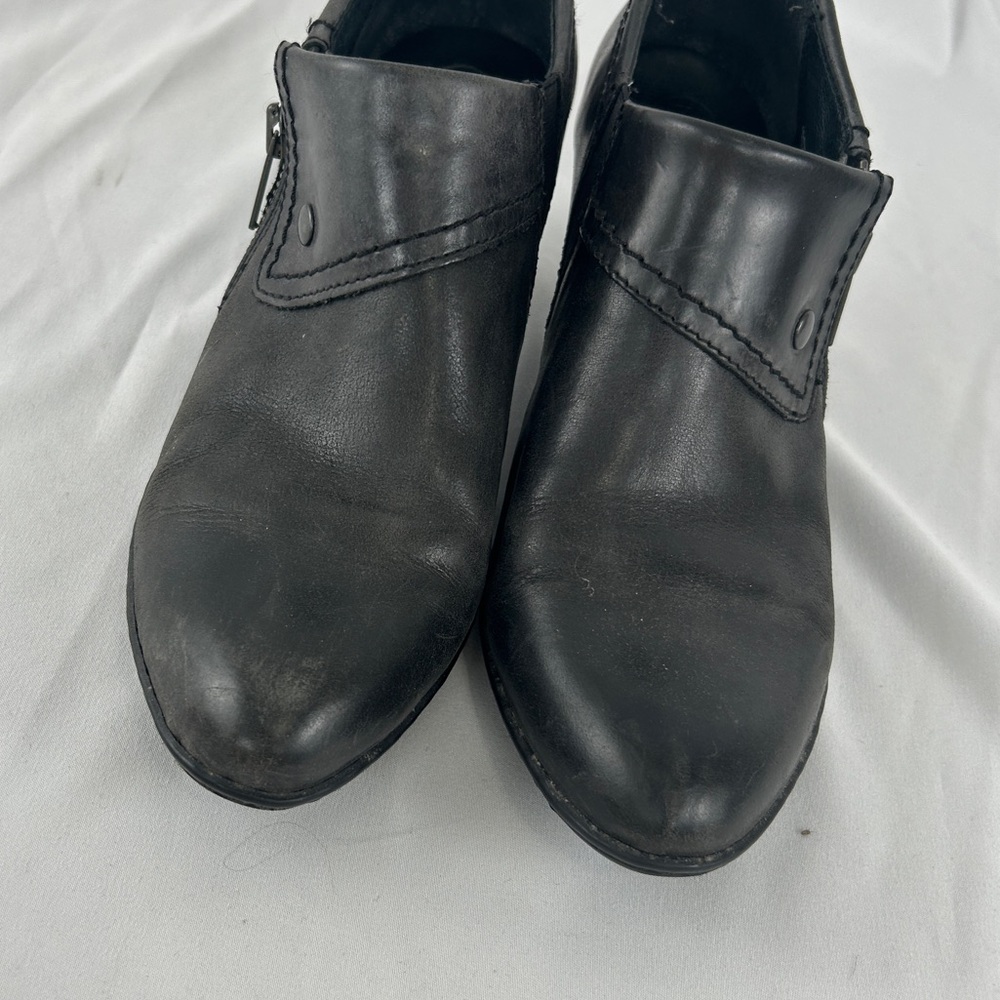 Born Black Genuine Heeled Booties with Fold & Zipper Design - Picture 2 of 8